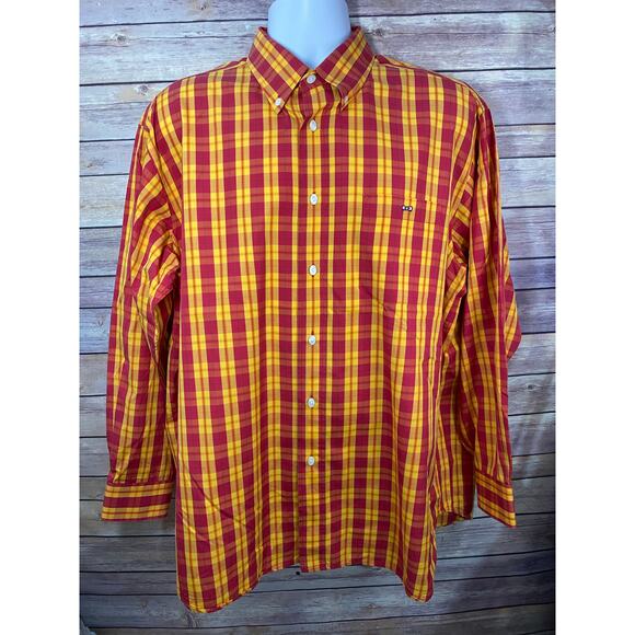 Eden Park Plaid Button-Up Shirt – Men’s XL, Red & Yellow Long Sleeve FSU colors - Picture 1 of 8